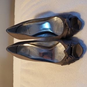 Gray Peep Toe Pumps